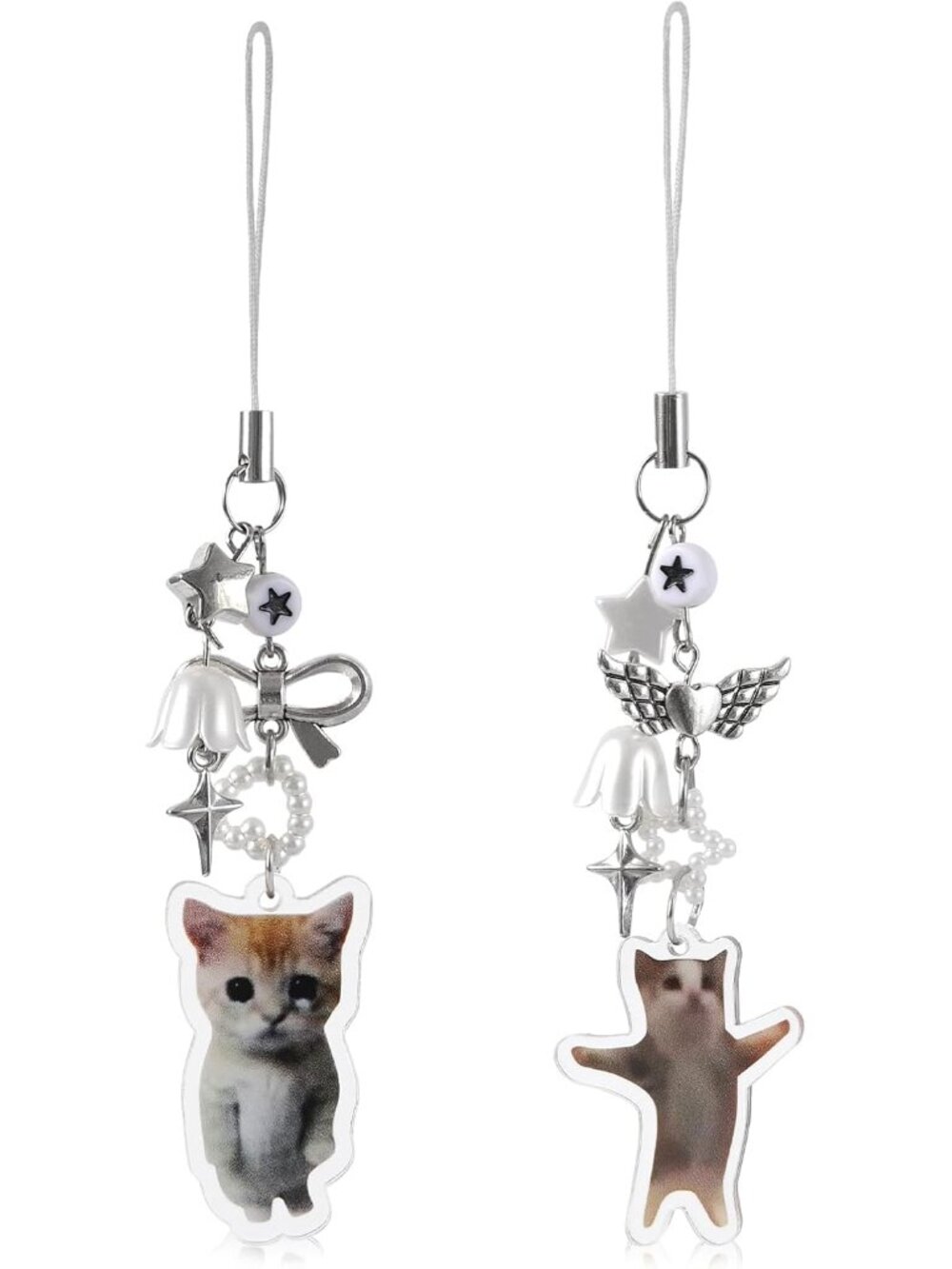 Cute Y2K Style Cat Phone Charms, Aesthetic Cell Phone Straps,Butterfly and Star